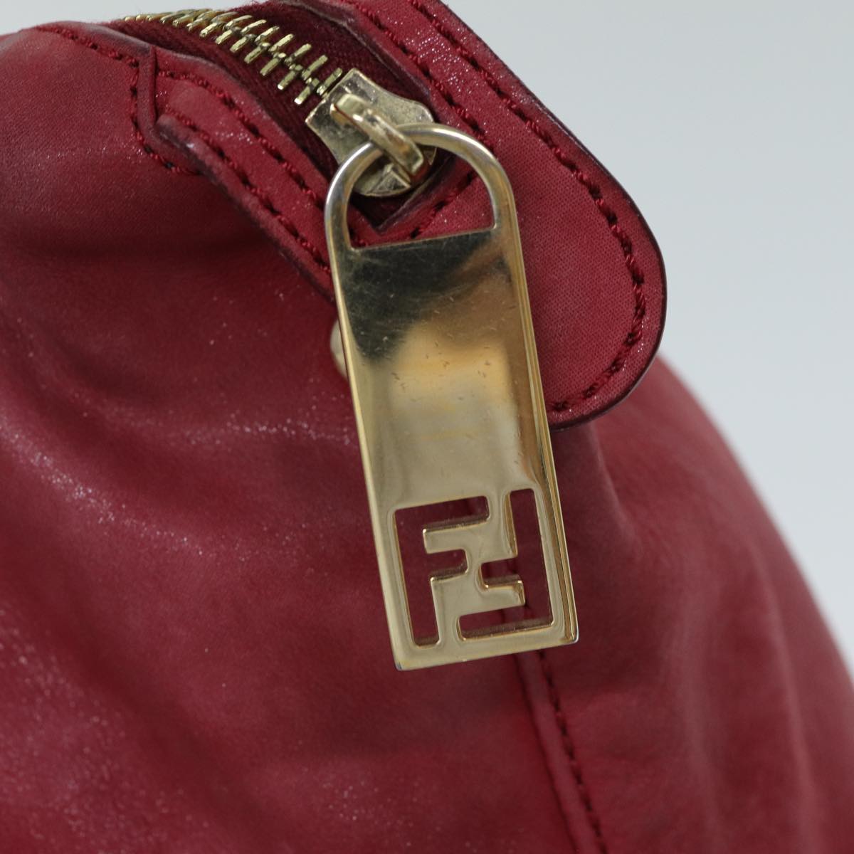 FENDI Tote Bag Leather Red Auth 77395