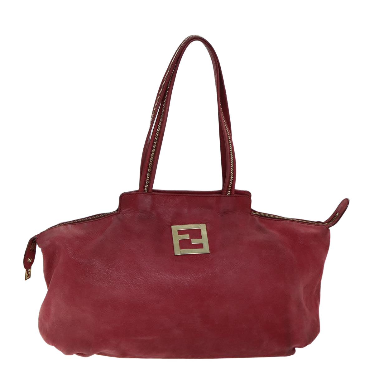 FENDI Tote Bag Leather Red Auth 77395