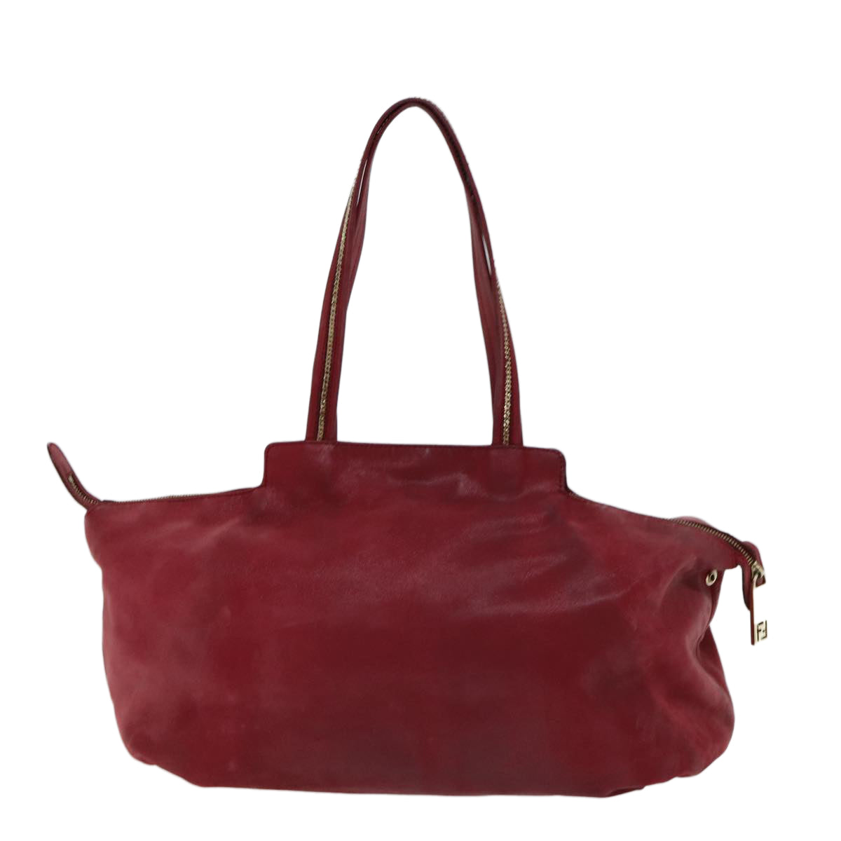 FENDI Tote Bag Leather Red Auth 77395 - 0