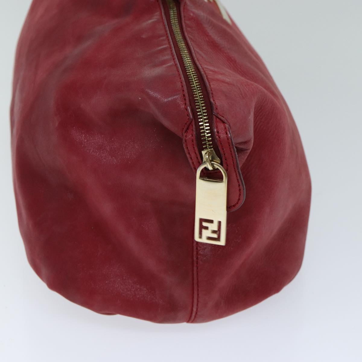 FENDI Tote Bag Leather Red Auth 77395