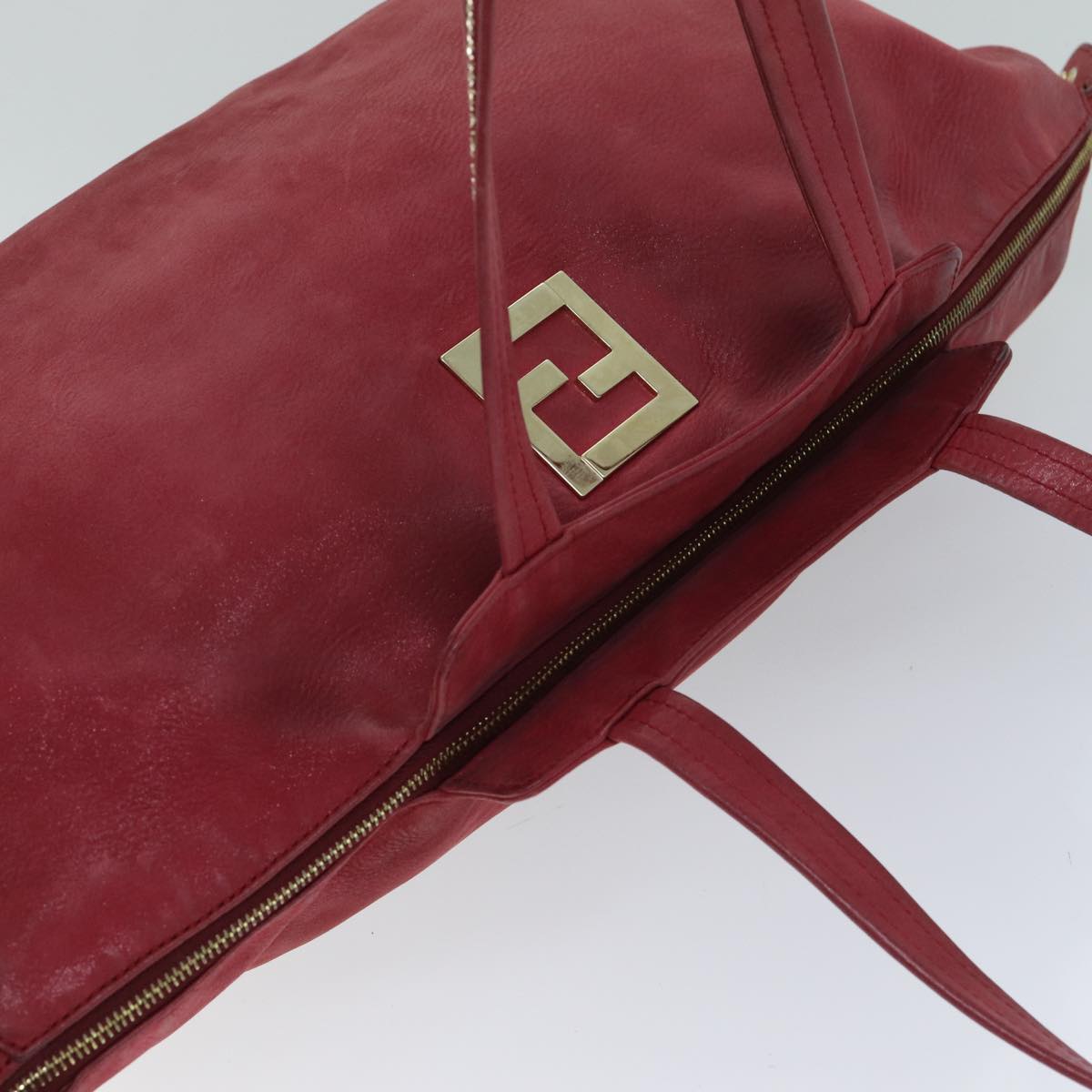 FENDI Tote Bag Leather Red Auth 77395