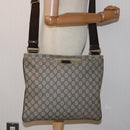 GUCCI GG Supreme Shoulder Bag PVC Leather Beige 201446 Auth 77399-21