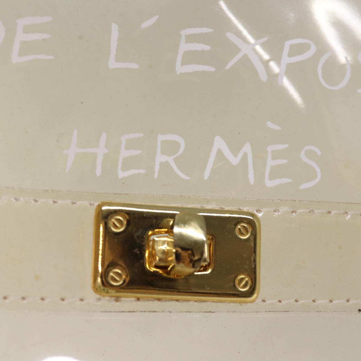 HERMES Vinyl Kelly Hand Bag Vinyl Clear Auth 77429