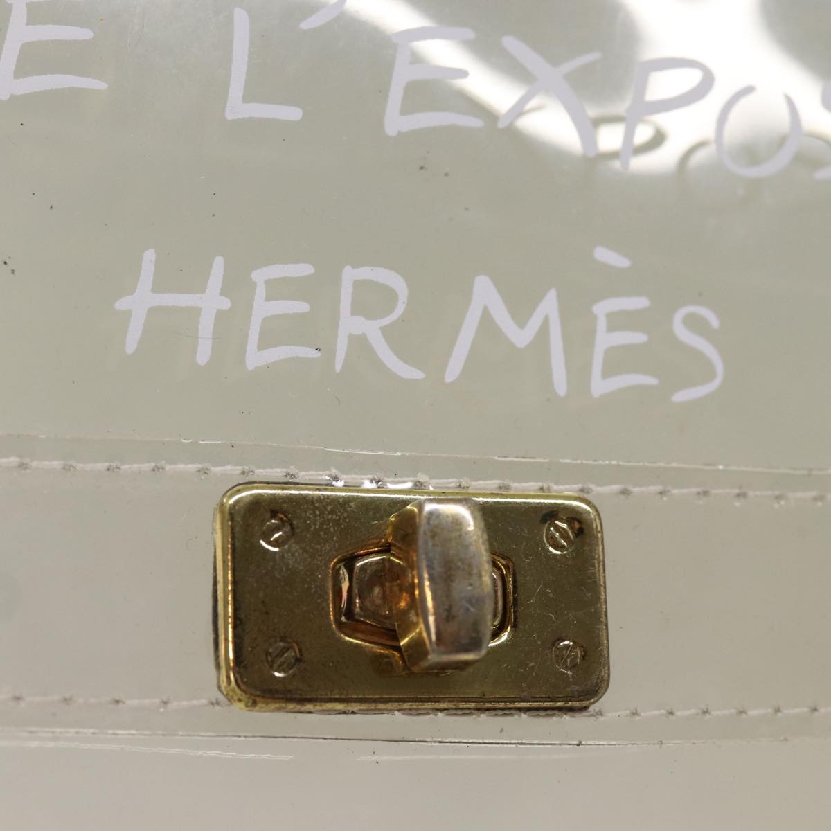 HERMES Vinyl Kelly Hand Bag Vinyl Clear Auth 77430