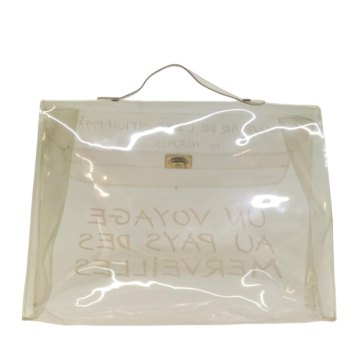 HERMES Vinyl Kelly Hand Bag Vinyl Clear Auth 77430 - 0