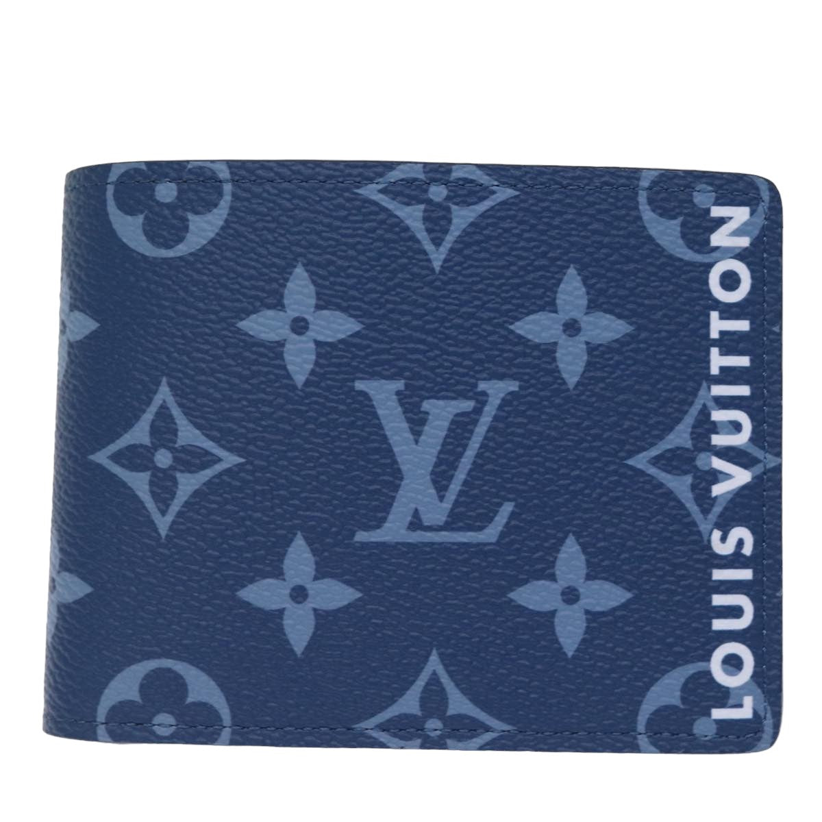 LOUIS VUITTON Monogram Portefeuille Slender Billfold Blue M82798 LV Auth 77435S