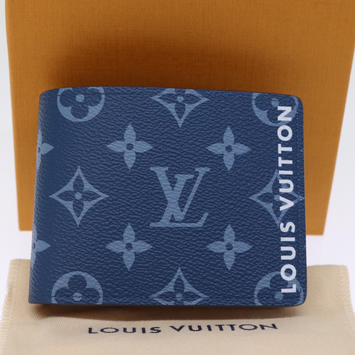 LOUIS VUITTON Monogram Portefeuille Slender Billfold Blue M82798 LV Auth 77435S