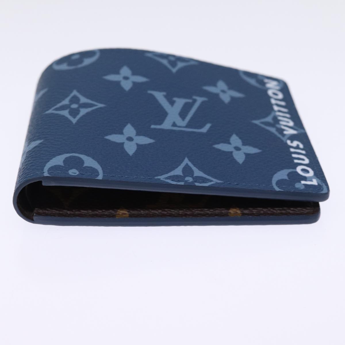 LOUIS VUITTON Monogram Portefeuille Slender Billfold Blue M82798 LV Auth 77435S