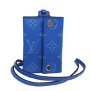 LOUIS VUITTON Monogram Pockets On Strap Card Case Blue M83154 LV Auth 77437SA-1
