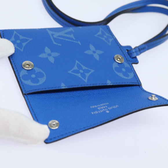 LOUIS VUITTON Monogram Pockets On Strap Card Case Blue M83154 LV Auth 77437SAM