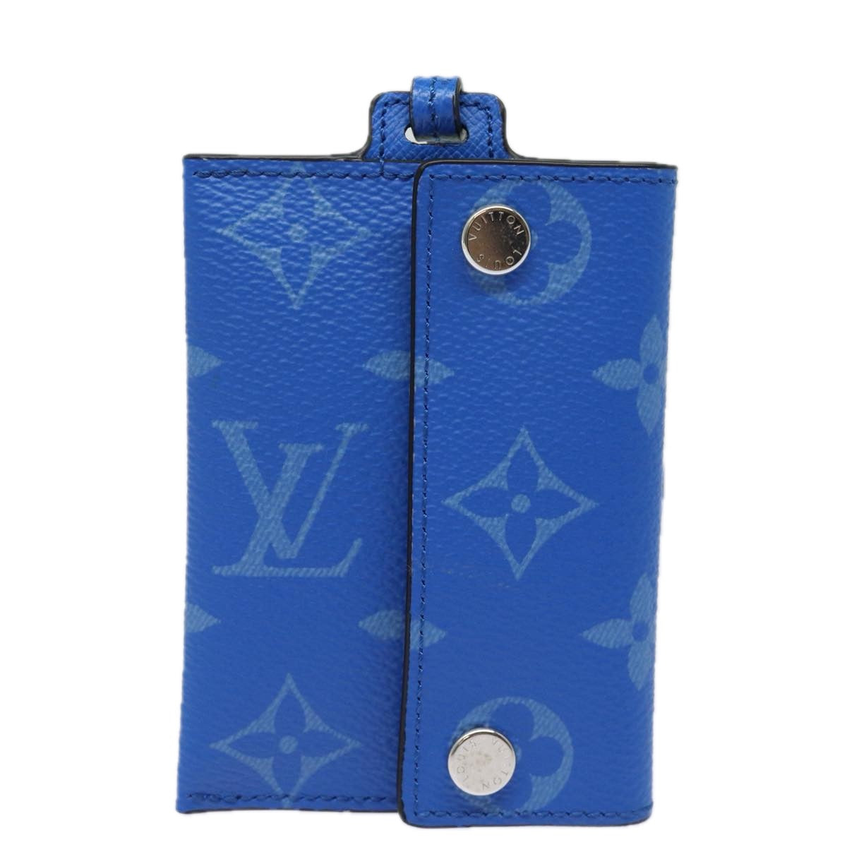 LOUIS VUITTON Monogram Pockets On Strap Card Case Blue M83154 LV Auth 77437SA