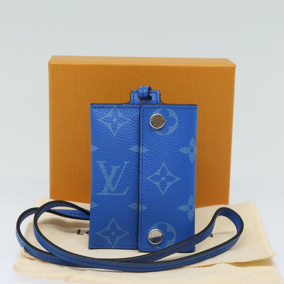 LOUIS VUITTON Monogram Pockets On Strap Card Case Blue M83154 LV Auth 77437SAM