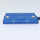 LOUIS VUITTON Monogram Pockets On Strap Card Case Blue M83154 LV Auth 77437SA-3