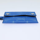 LOUIS VUITTON Monogram Pockets On Strap Card Case Blue M83154 LV Auth 77437SA-4