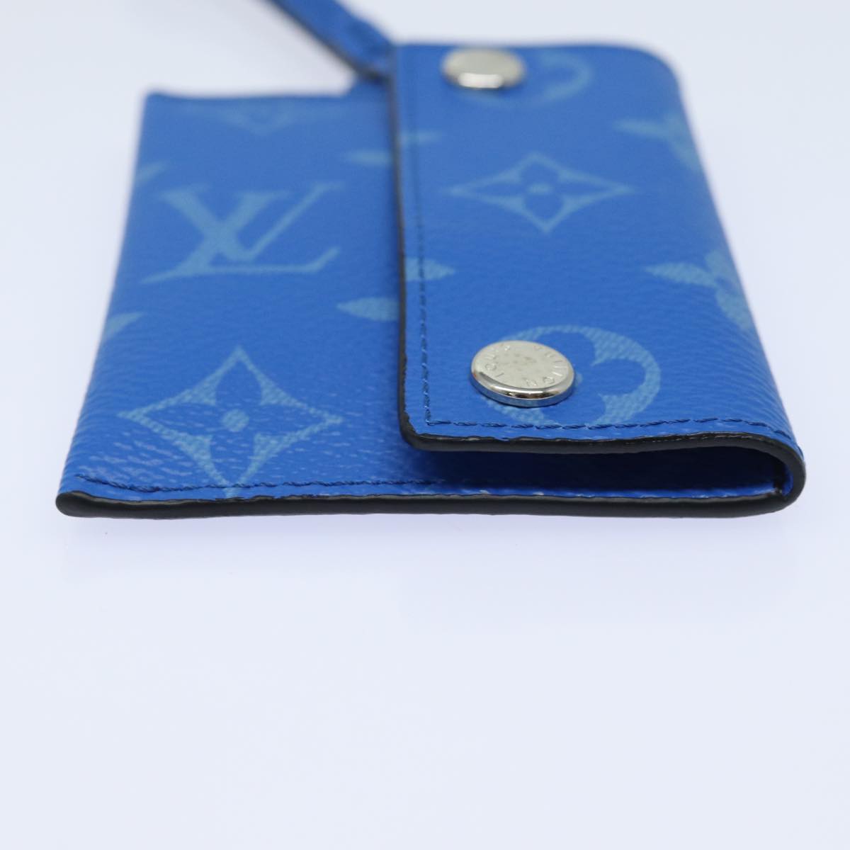 LOUIS VUITTON Monogram Pockets On Strap Card Case Blue M83154 LV Auth 77437SA