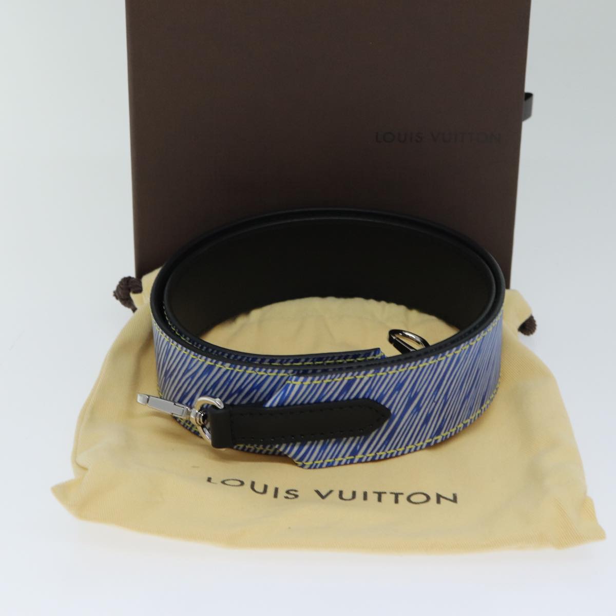 LOUIS VUITTON Epi Shoulder Strap 35.4"" Blue LV Auth 77438