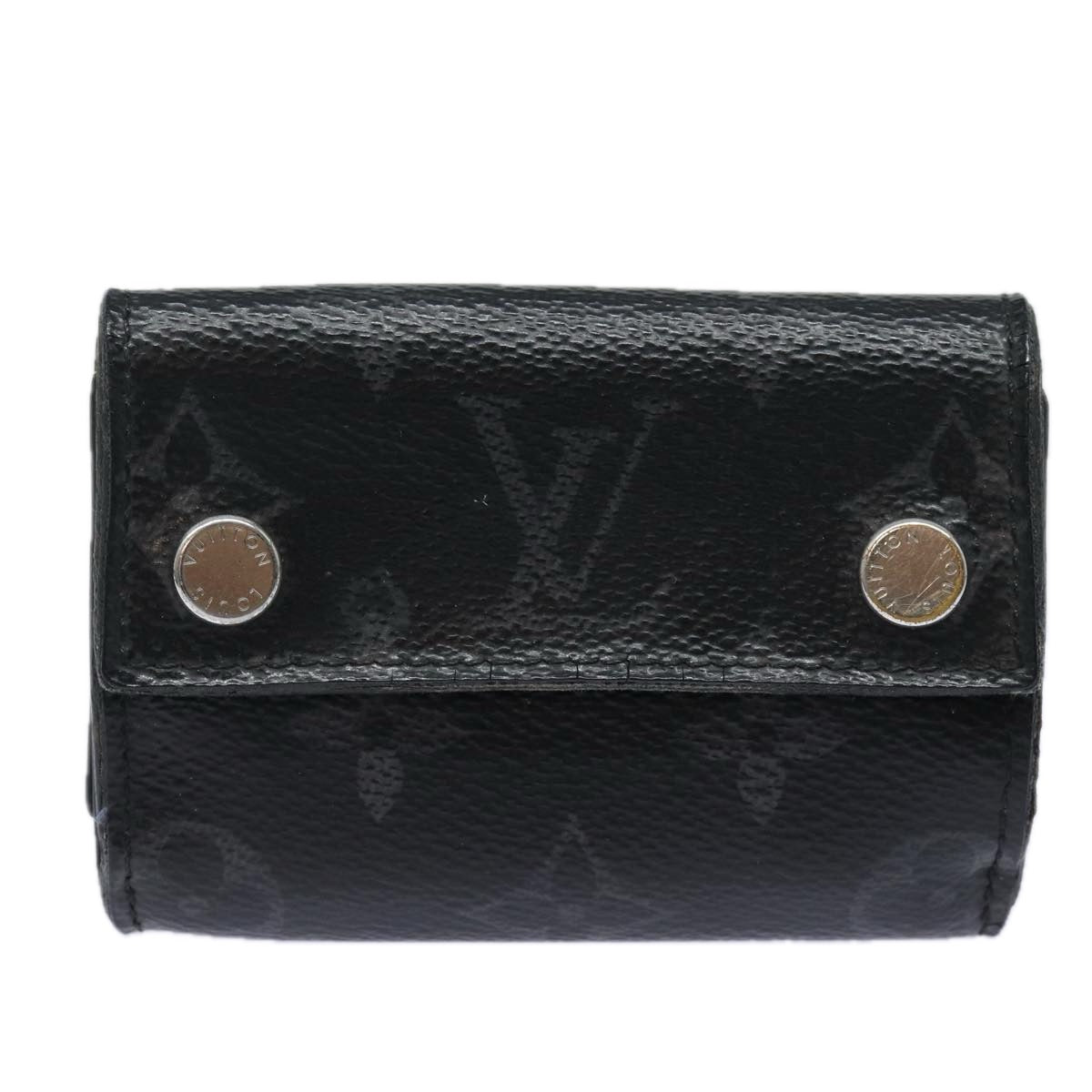 LOUIS VUITTON Monogram Eclipse Discovery Compact Wallet M67630 LV Auth 77441