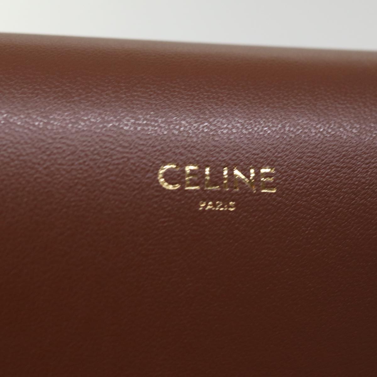 CELINE Shoulder Pouch Leather Brown Auth 77443