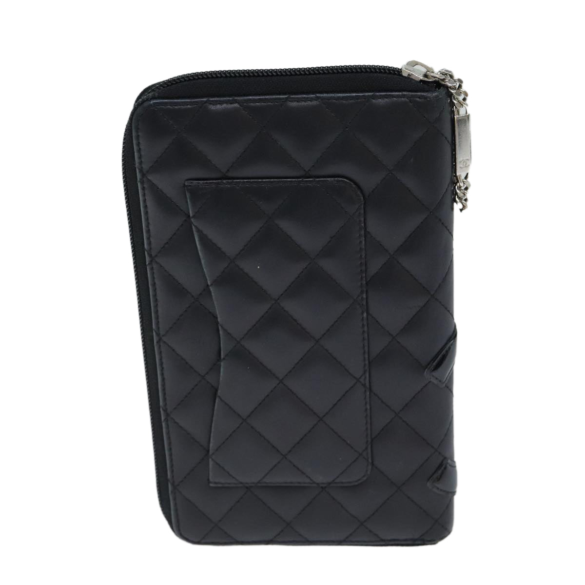 CHANEL Cambon Line Long Wallet Leather Black CC Auth 77444 - 0