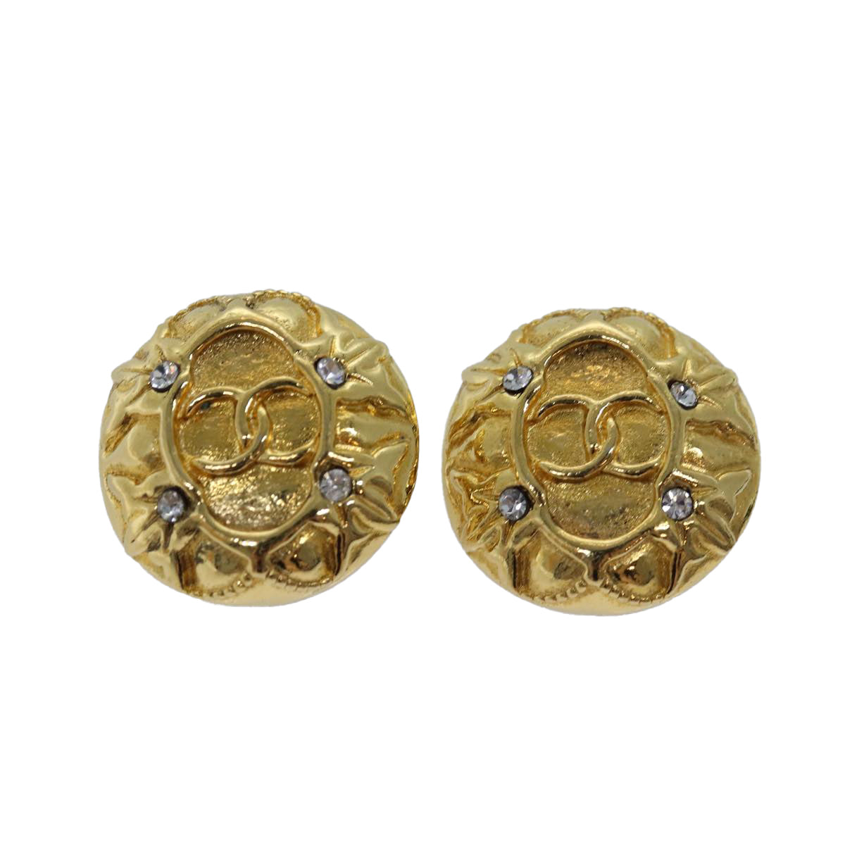 CHANEL Earring Gold CC Auth 77445