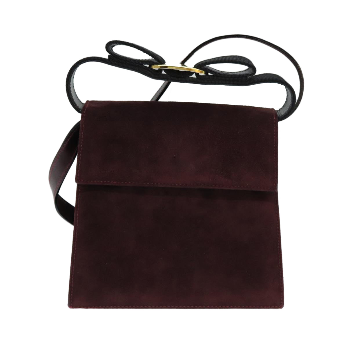 Salvatore Ferragamo Hand Bag Suede 2way Bordeaux Auth 77452