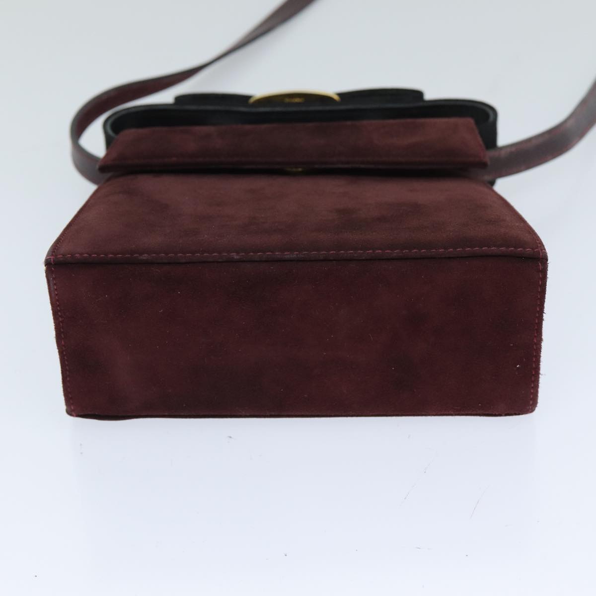 Salvatore Ferragamo Hand Bag Suede 2way Bordeaux Auth 77452