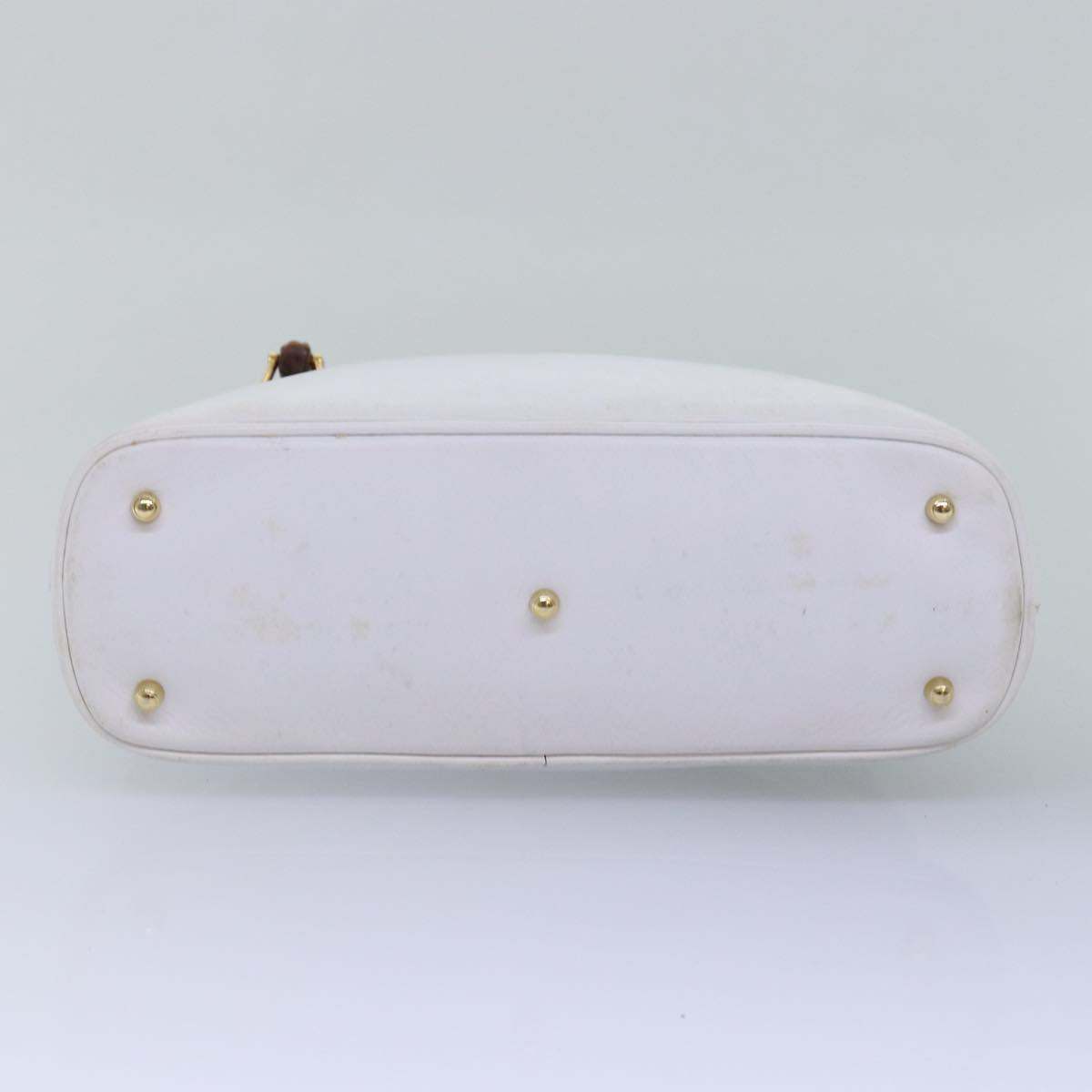 GUCCI Bamboo Hand Bag Outlet Leather White 000 1046 0290 Auth 77455