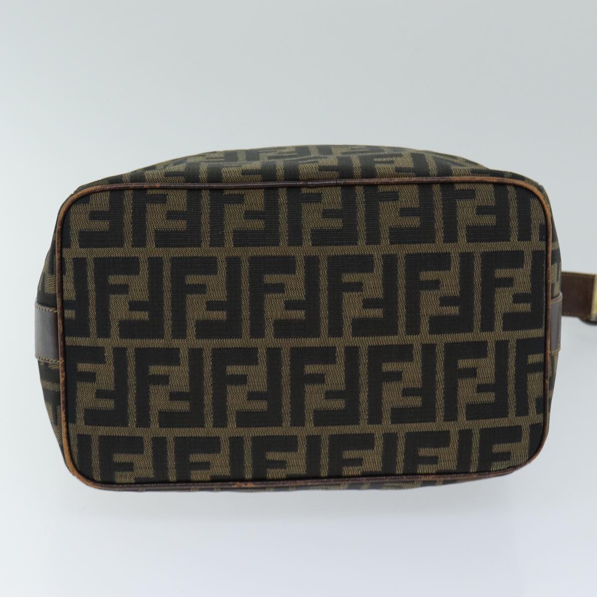 FENDI Zucca Canvas Vanity Cosmetic Pouch Brown Black Auth 77458