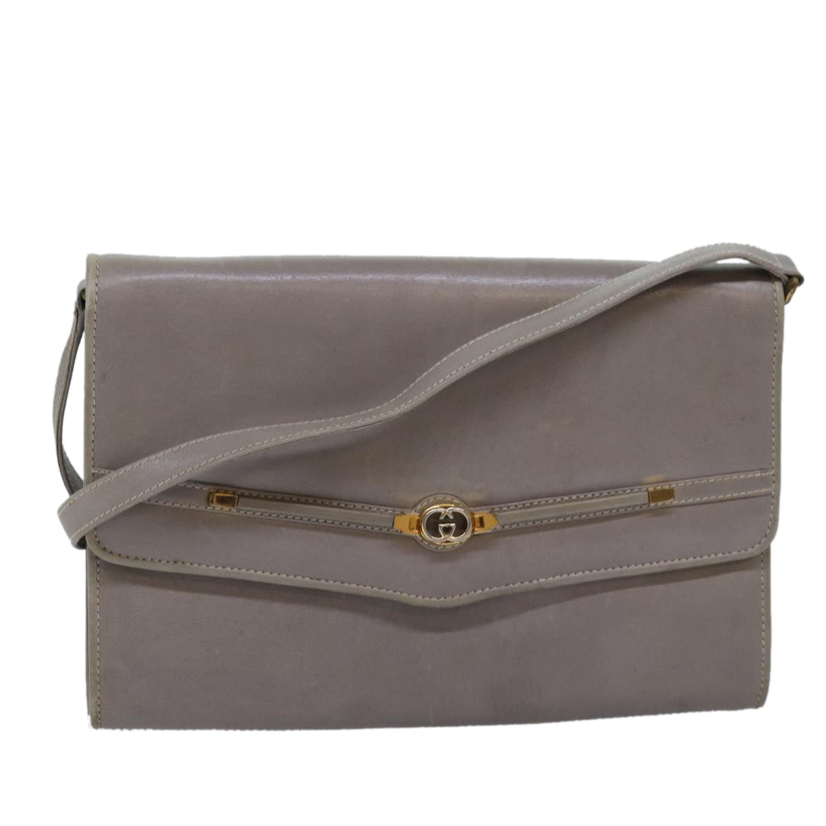 GUCCI Shoulder Bag Leather Gray 004 406 2008 Auth 77459