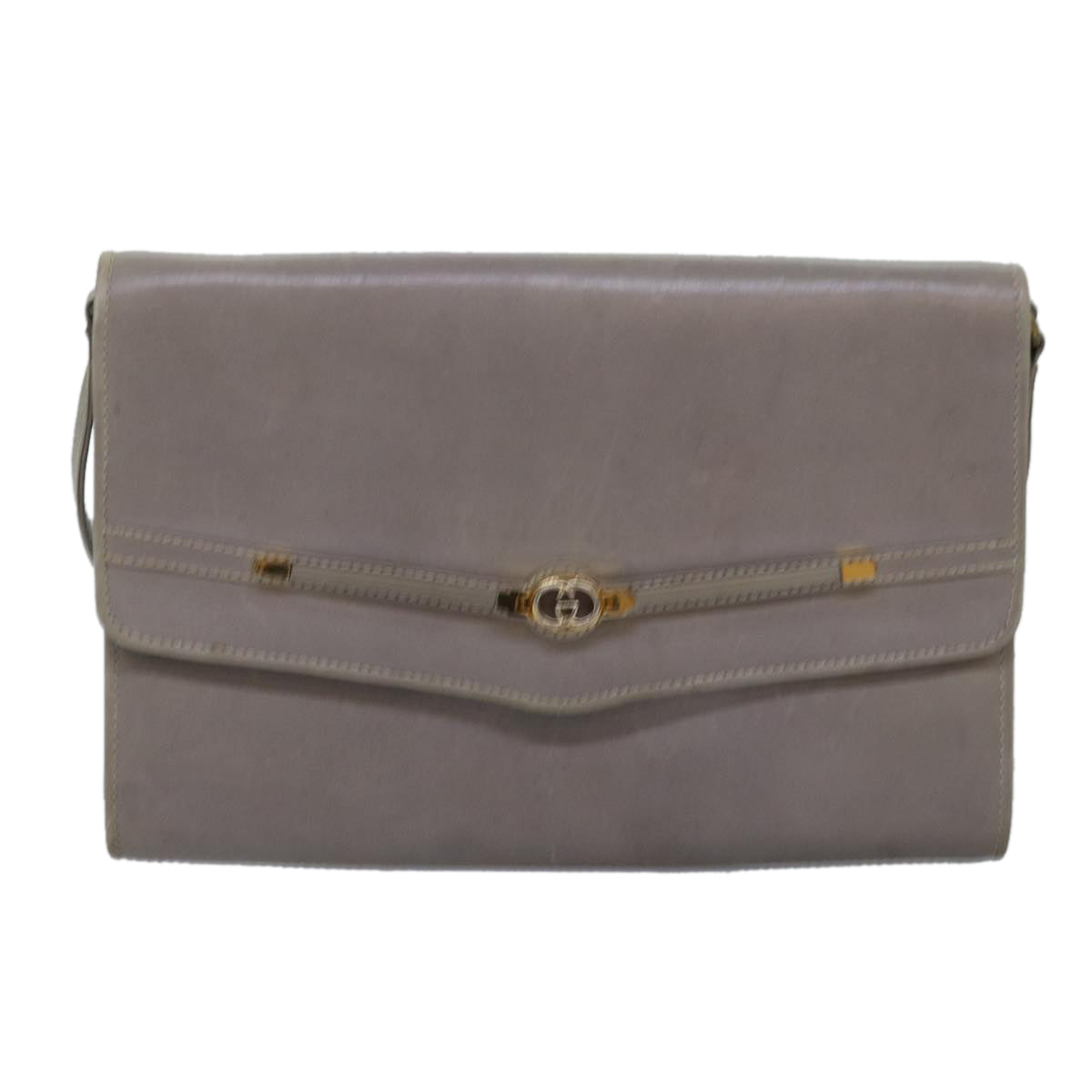 GUCCI Shoulder Bag Leather Gray 004 406 2008 Auth 77459 - 0