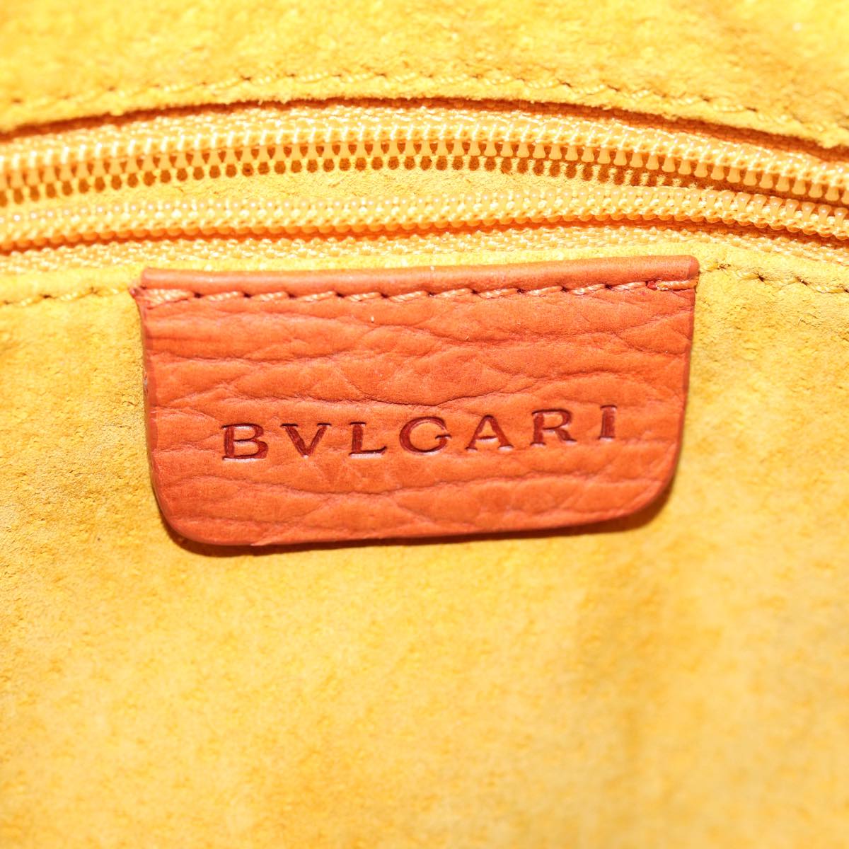 BVLGARI Shoulder Bag Leather Orange Auth 77461