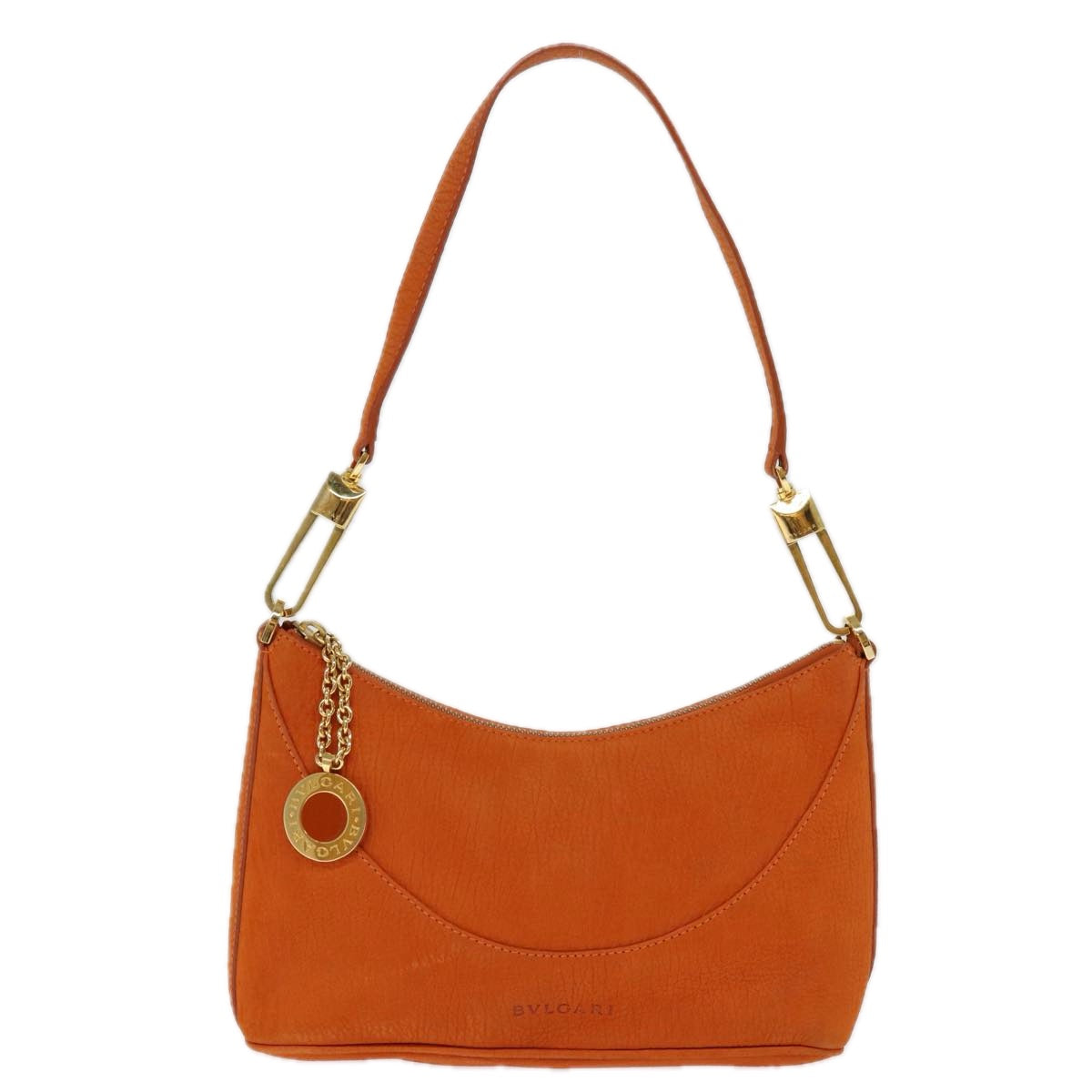 BVLGARI Shoulder Bag Leather Orange Auth 77461