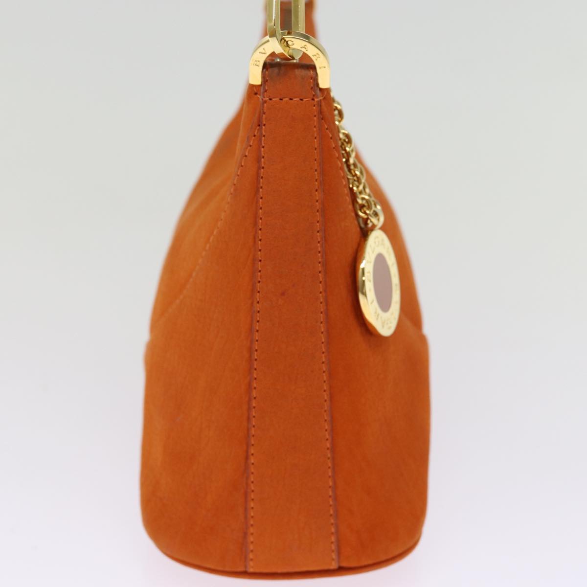 BVLGARI Shoulder Bag Leather Orange Auth 77461