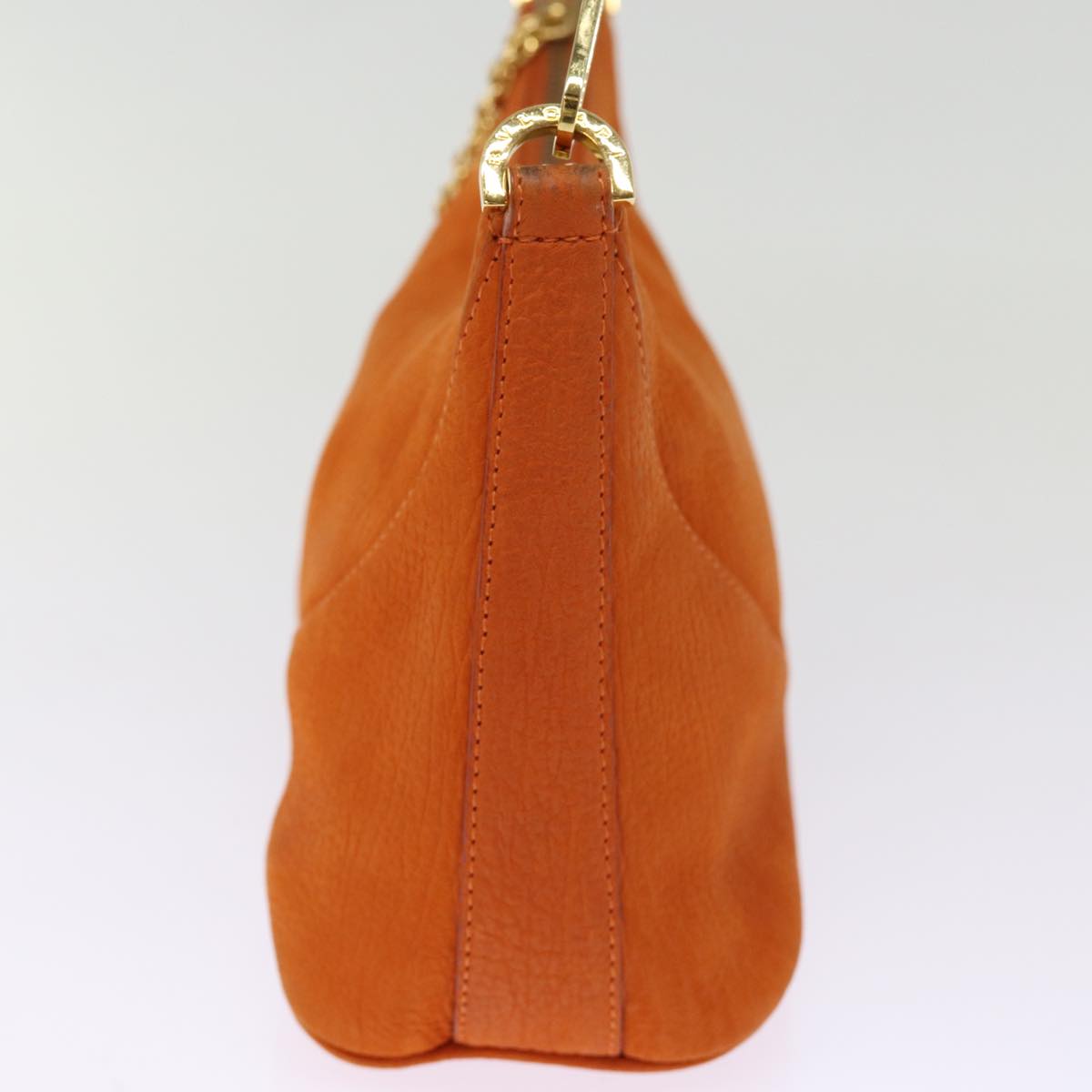 BVLGARI Shoulder Bag Leather Orange Auth 77461