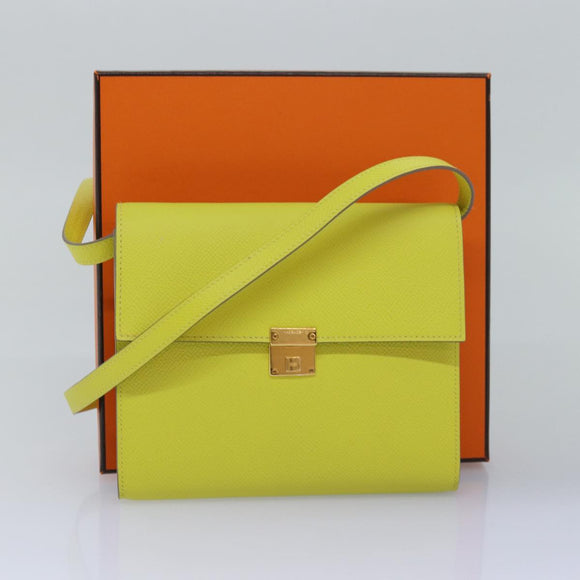 HERMES Click 16 Shoulder Bag Leather Yellow Auth 77462SAM