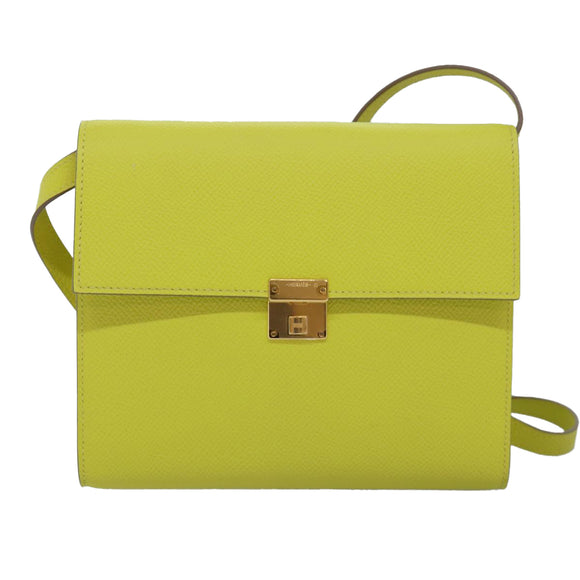 HERMES Click 16 Shoulder Bag Leather Yellow Auth 77462SAM