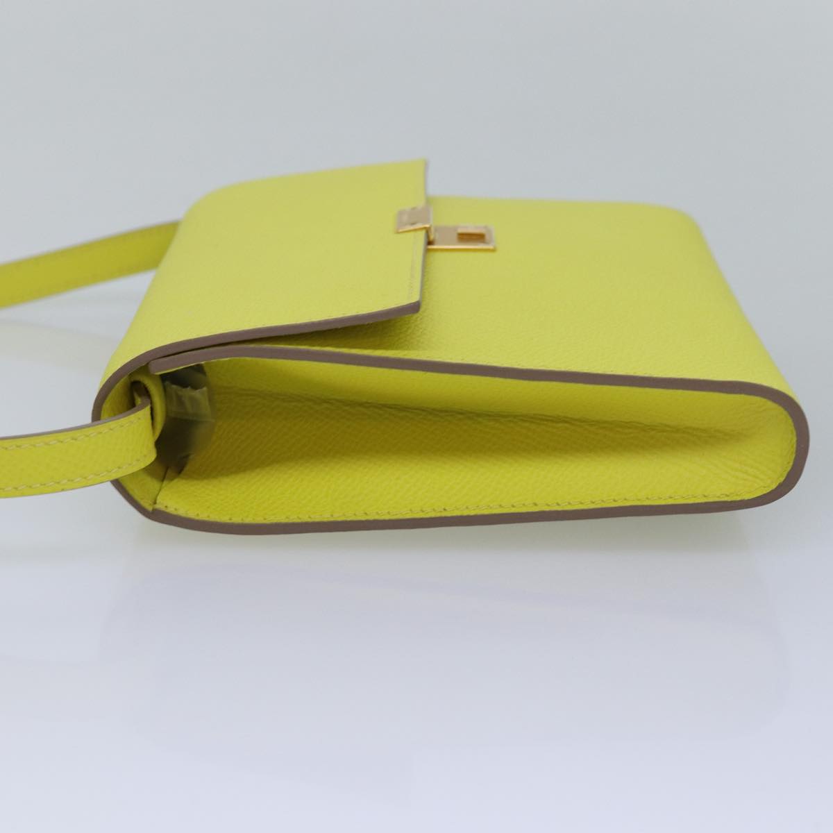 HERMES Click 16 Shoulder Bag Leather Yellow Auth 77462SA