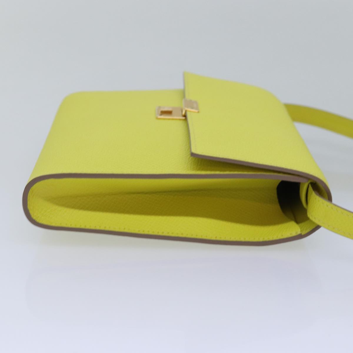 HERMES Click 16 Shoulder Bag Leather Yellow Auth 77462SA