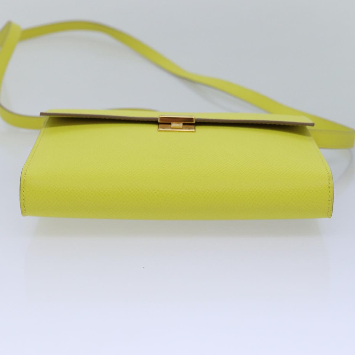 HERMES Click 16 Shoulder Bag Leather Yellow Auth 77462SA