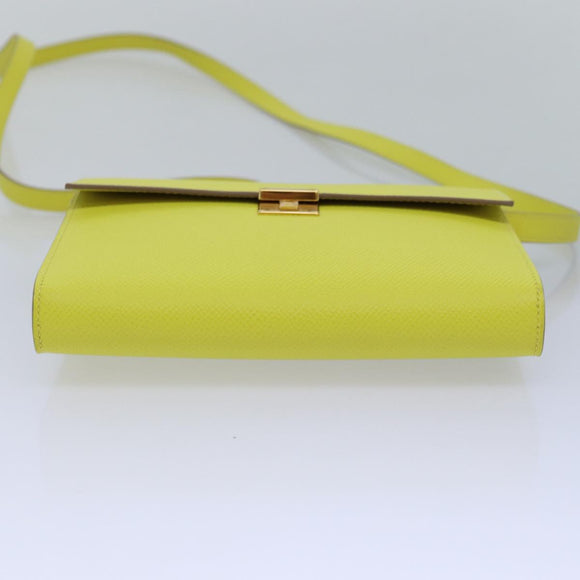 HERMES Click 16 Shoulder Bag Leather Yellow Auth 77462SAM