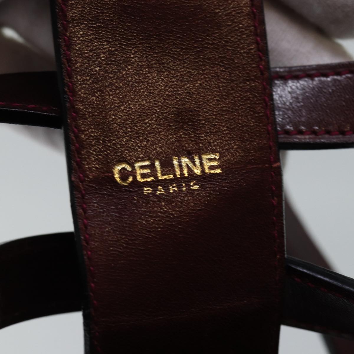 CELINE Hand Bag Leather Red Auth 77466