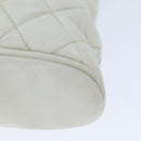 CHANEL Matelasse Chain Shoulder Bag Leather White CC Auth 77469-15