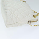 CHANEL Matelasse Chain Shoulder Bag Leather White CC Auth 77469-4