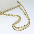 CHANEL Matelasse Chain Shoulder Bag Leather White CC Auth 77469-7
