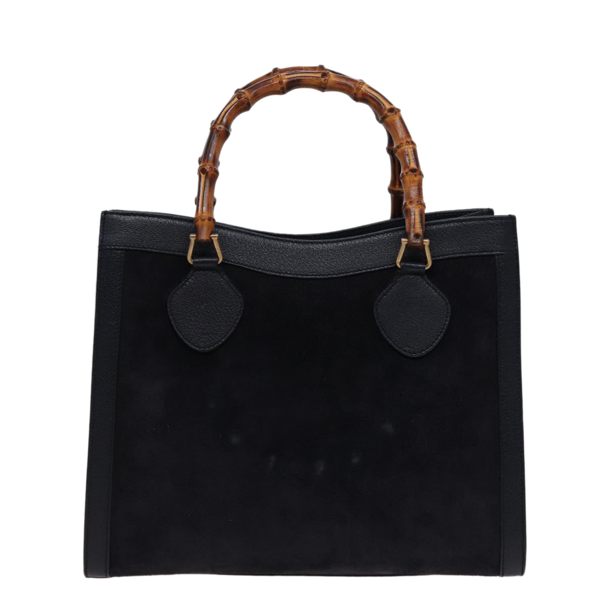 GUCCI Bamboo Tote Bag Suede Navy 002 0260 2615 Auth 77479