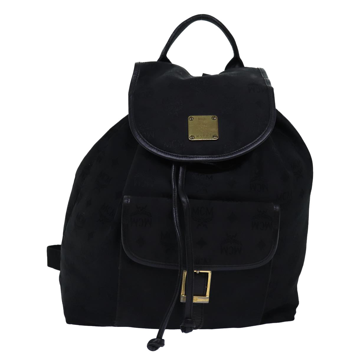 MCM Vicetos Logogram Backpack Nylon Black Auth 77484 - 0