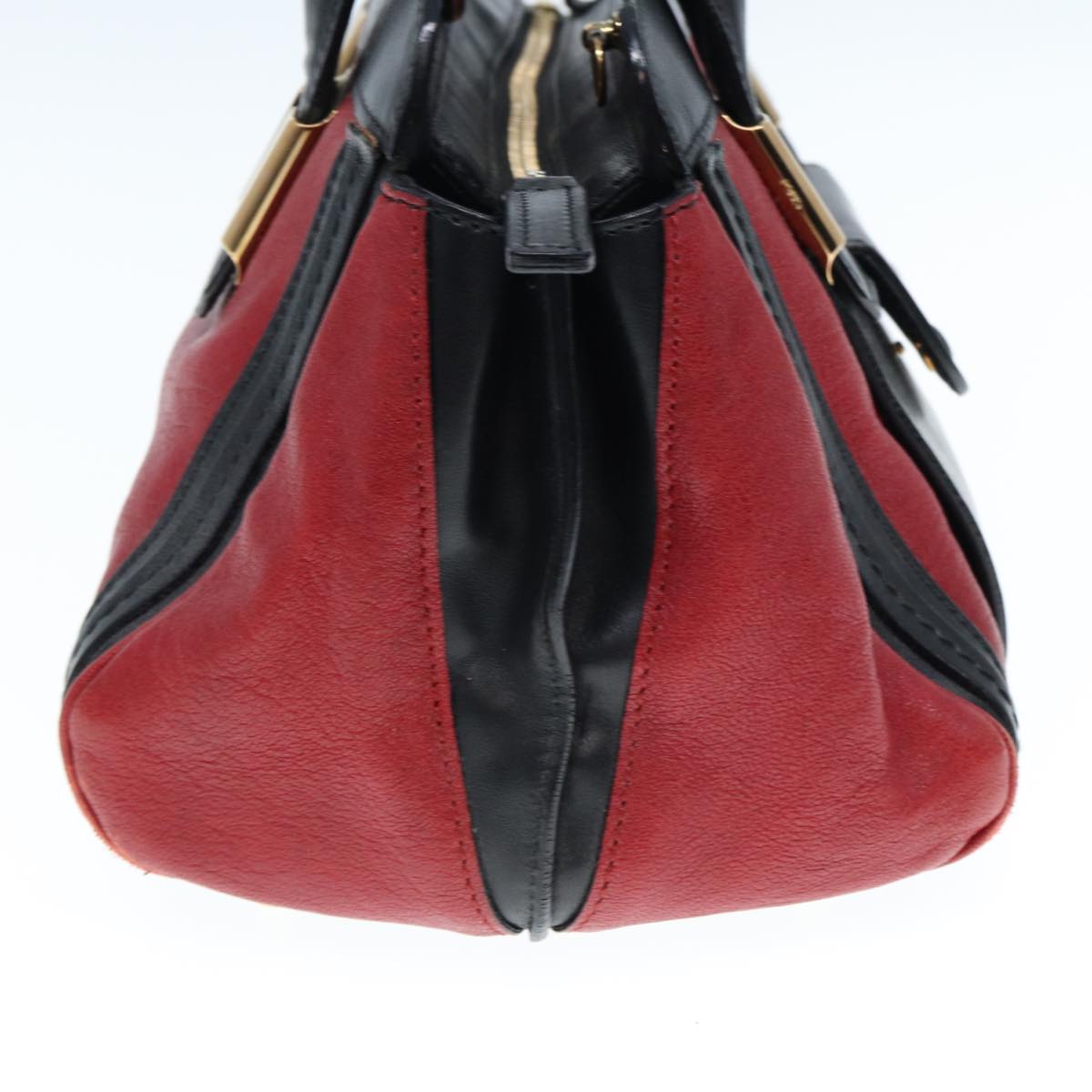 Chloe Hand Bag Leather 2way Red Black 02 13 50 65 Auth 77486