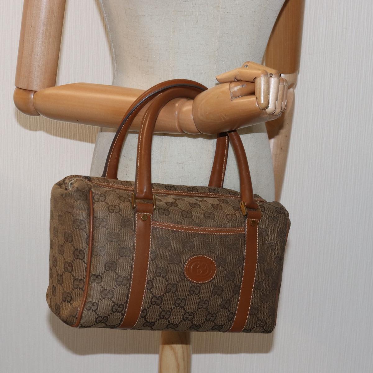 GUCCI GG Canvas Hand Bag Brown 000 101 0140 Auth 77490