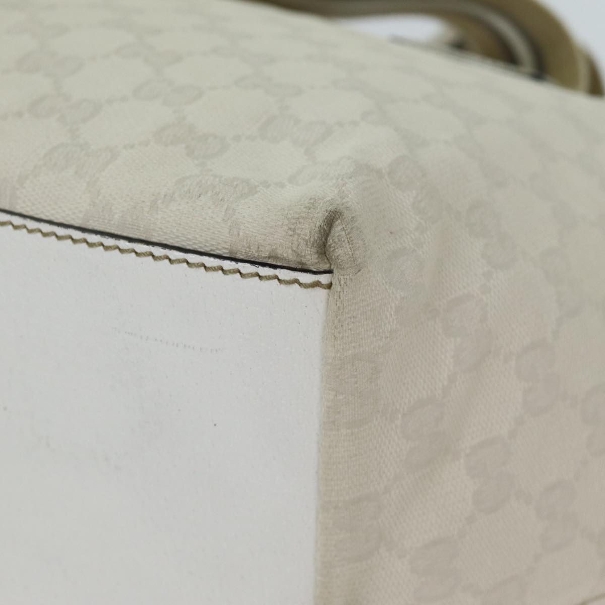 GUCCI GG Canvas Tote Bag White 131230 Auth 77494