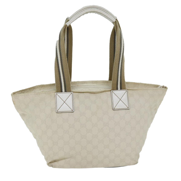 GUCCI GG Canvas Tote Bag White 131230 Auth 77494